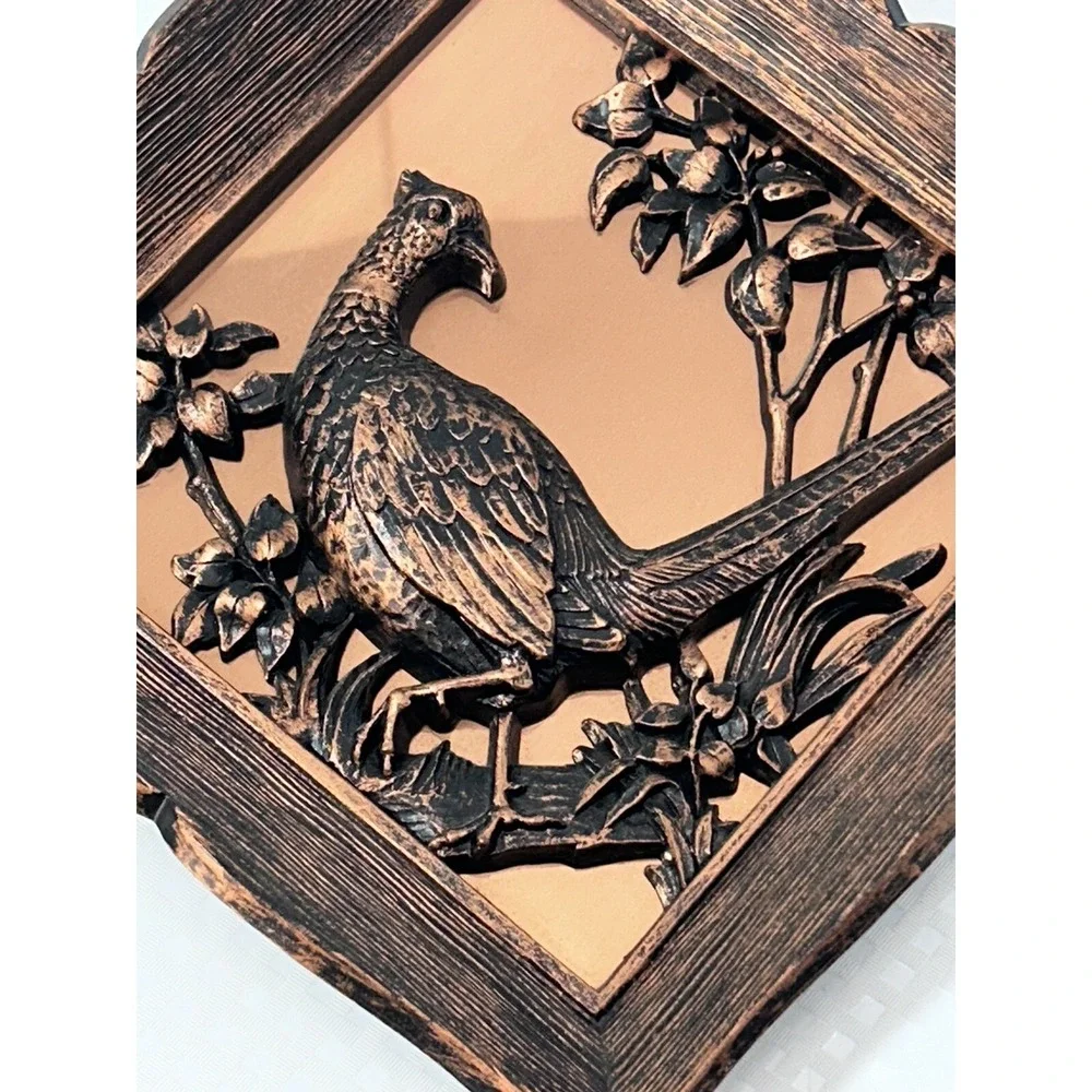 2 Vintage MCM Coppercraft Guild Copper Birds Hanging Wall Art Plaque 3D Decor US